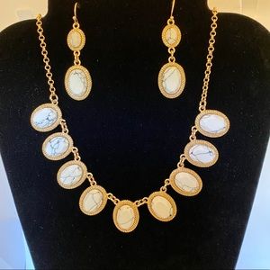 Marble necklace and earrings set